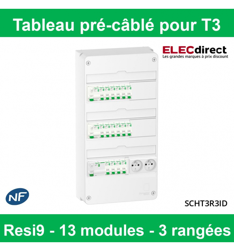 Schneider Tableau électrique pré équipé et pré câblé pour T3 Rési9