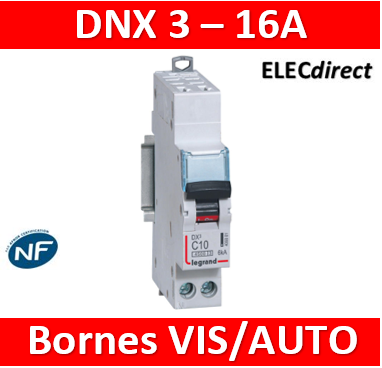 Disjoncteur Phase + Neutre 10A Legrand DNX 3 Vis