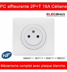 Legrand Céliane - Prise électrique affleurante complète blanc - 2P+T 16A -  1 poste - Réf : 066631 + 067111 + 068111 + 080251 - ELECdirect Vente  Matériel Électrique