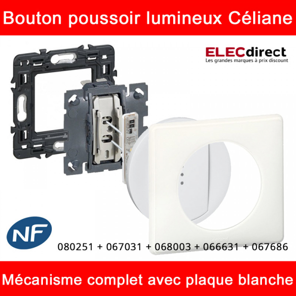 LEGRAND - Interrupteur Lumineux Poussoir Inverseur Céliane 6A - 067733