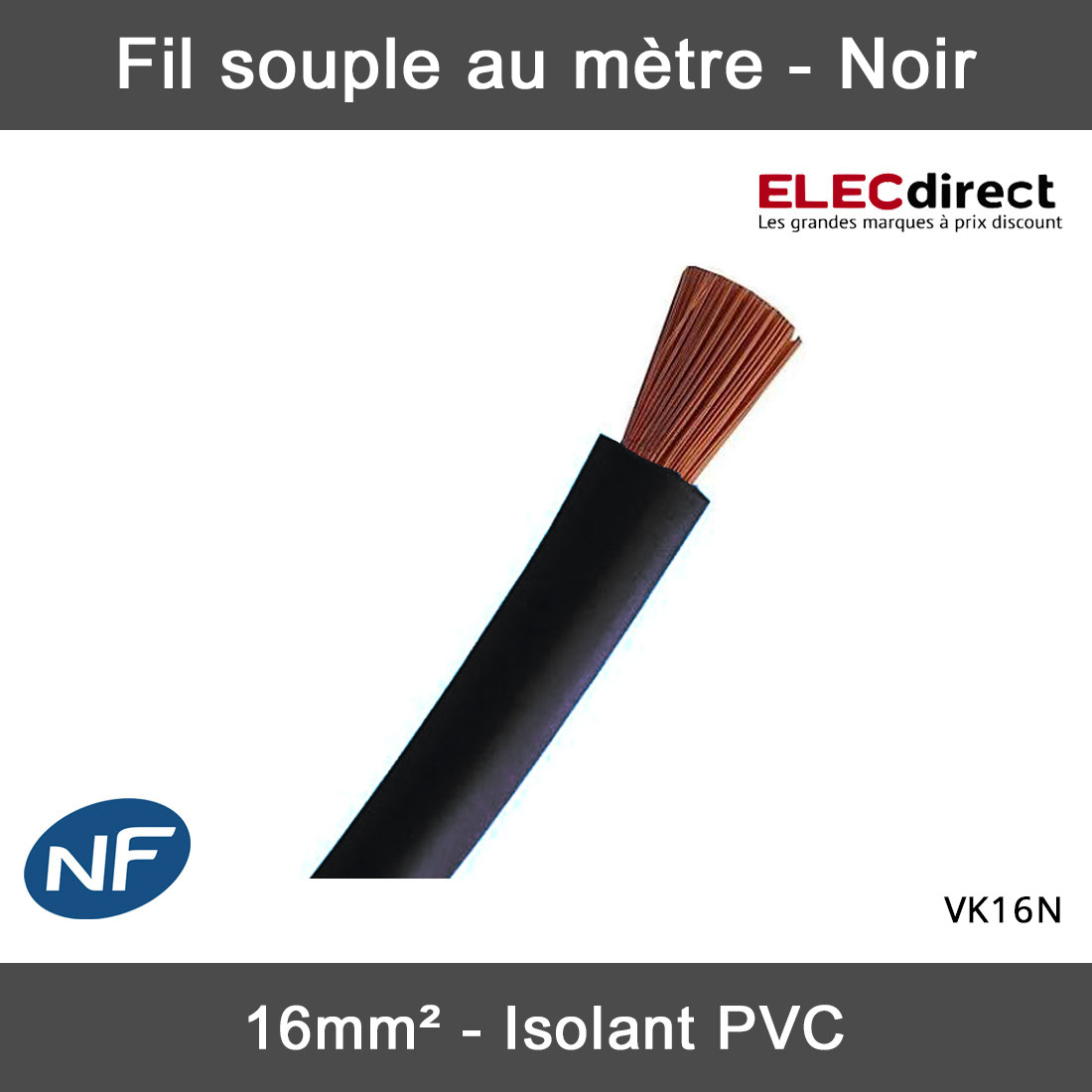 Câble 10 mm² - Noir - 25 Mètres - fils