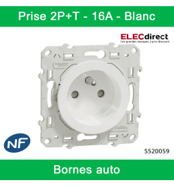 SCHNEIDER Odace Prise De Courant 2P+T Blanc - S520059 - DiscountElec