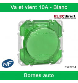 Schneider - Va et vient Odace - Blanc - 10A - 250V - Bornes auto - Réf : S520204