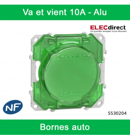 Schneider - Va et vient Odace - Alu - 10A - 250V - Bornes auto - Réf : S530204