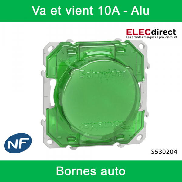 Schneider - Va et vient Odace - Alu - 10A - 250V - Bornes auto - Réf : S530204