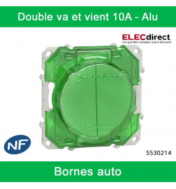 Schneider - Interrupteur double va et vient Odace - Alu - 10A - 250V - Bornes auto - Réf : S530214