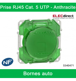 Schneider - Prise RJ45 Grade 1 Odace - Anthracite - Catégorie 5 UTP - Téléphone - Bornes auto - Réf : S540471