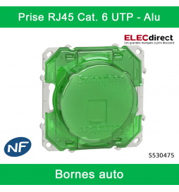 Schneider - Prise RJ45 Grade 1 Odace - Alu - Catégorie 6 UTP - Multimédia - IDC - Réf : S530475