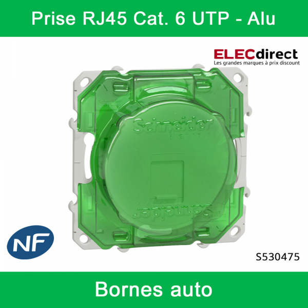 Schneider - Prise RJ45 Grade 1 Odace - Alu - Catégorie 6 UTP - Multimédia - IDC - Réf : S530475