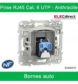 Schneider - Prise RJ45 Grade 1 Odace - Anthracite - Catégorie 6 UTP - Multimédia - IDC - Réf : S540475