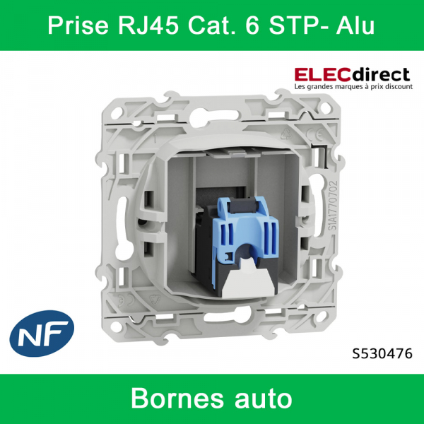 Schneider - Prise RJ45 Grade 3 Odace - Blanc - Catégorie 6 STP - Multimédia - IDC - Réf : S520476