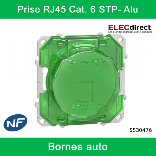 Schneider - Prise RJ45 Grade 3 Odace - Blanc - Catégorie 6 STP - Multimédia - IDC - Réf : S520476