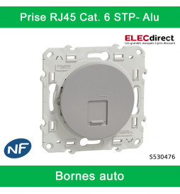 Schneider - Prise RJ45 Grade 3 Odace - Alu - Catégorie 6 STP - Multimédia - IDC - Réf : S530476