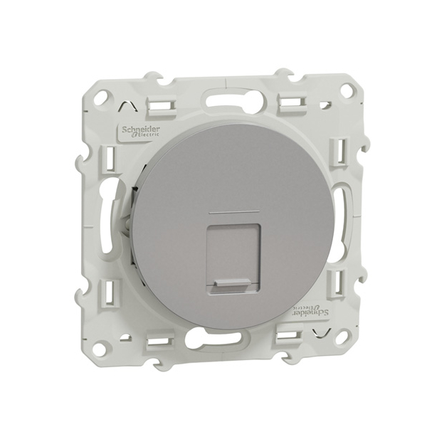 Schneider - Prise RJ45 Grade 3 Odace - Alu - Catégorie 6 STP - Multimédia - IDC - Réf : S530476