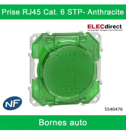 Schneider - Prise RJ45 Grade 3 Odace - Anthracite - Catégorie 6 STP - Multimédia - IDC - Réf : S540476