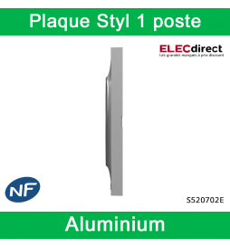 Schneider - Plaque Styl Odace - 1 poste - Alu - Réf : S520702E