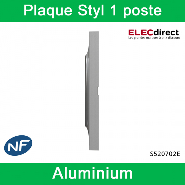 Schneider - Plaque Styl Odace - 1 poste - Alu - Réf : S520702E