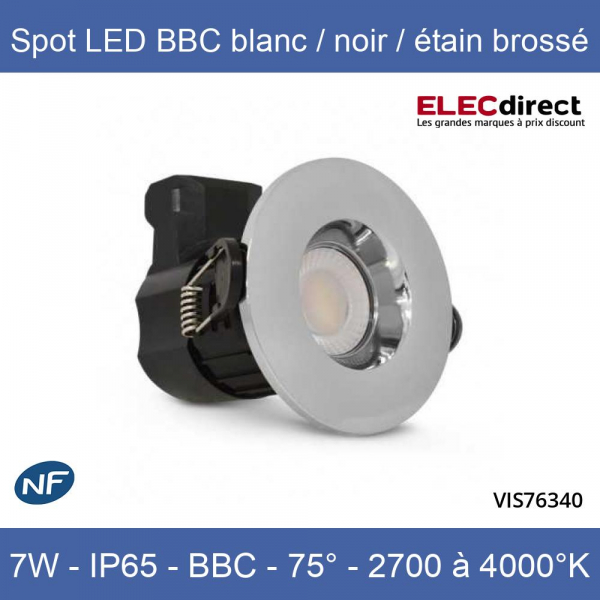 Support Spot LED étanche IP65 Fixe Rond BBC Acier Brossé