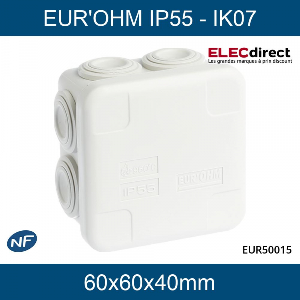 Legrand - Boîte de dérivation étanche IP55 - 80x80x45 - Réf : 092012 -  ELECdirect Vente Matériel Électrique