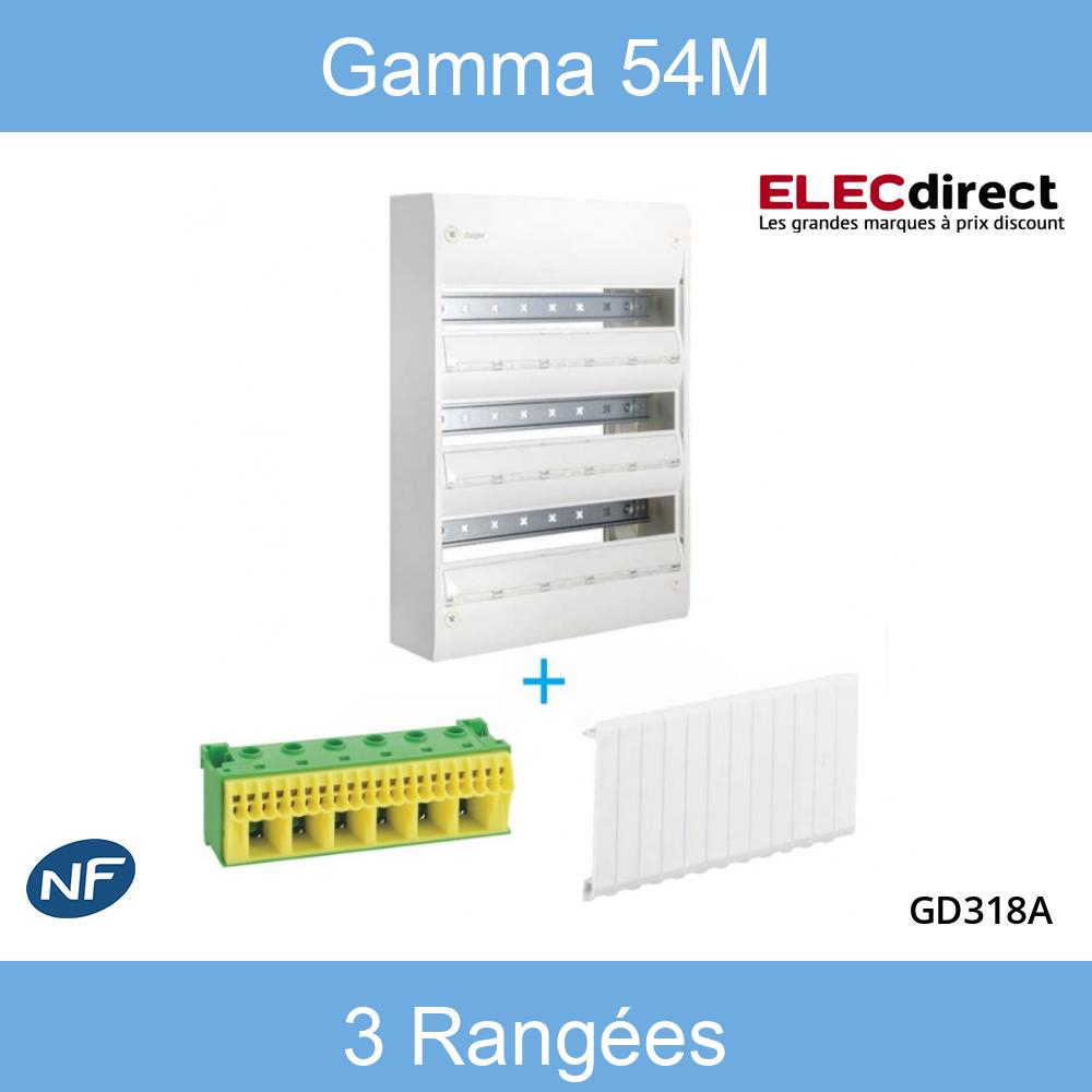GD313 - Tableau électrique Hager Gamma 3 rangées de 13 modules -  375x250x103mm