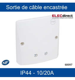 Eur'Ohm - Sortie de câble encastré - IP44 - 10/20A - Réf : 60097
