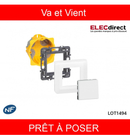 Legrand Mosaic - Prêt à poser - Va et vient complet + boîte batibox 1 poste Prof. 40mm - 080021+080251+078802L+077011L