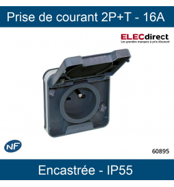 Eur'Ohm - OXXO - Prise de courant 2P+T - Étanche complet encastrée - Anthracite - IP55 - Réf : 60895