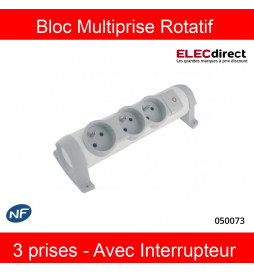 Eur'Ohm - Bloc multiprise avec interrupteur I/O - 5 Prises - Blanc - Câble  4 m - Réf : 64067 - ELECdirect Vente Matériel Électrique