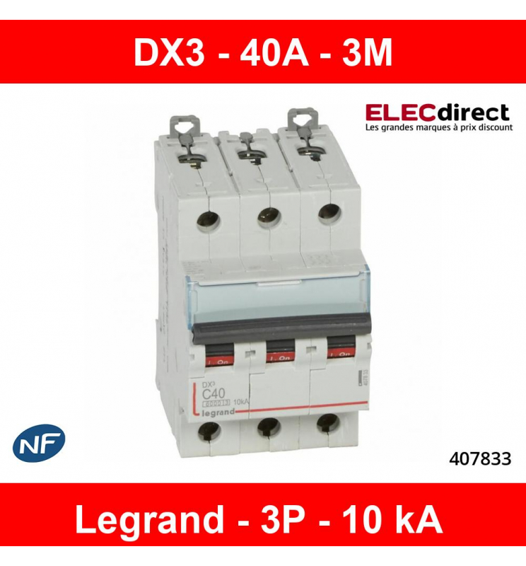 Legrand Disjoncteur DX³ 600 10kA - 4P - 40A - Courbe C - Triphasé