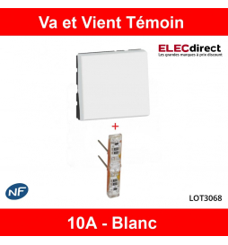 Legrand - Mosaic - Interrupteur Va et Vient Témoin - Blanc - 10A - 2M - Réf : LOT3068