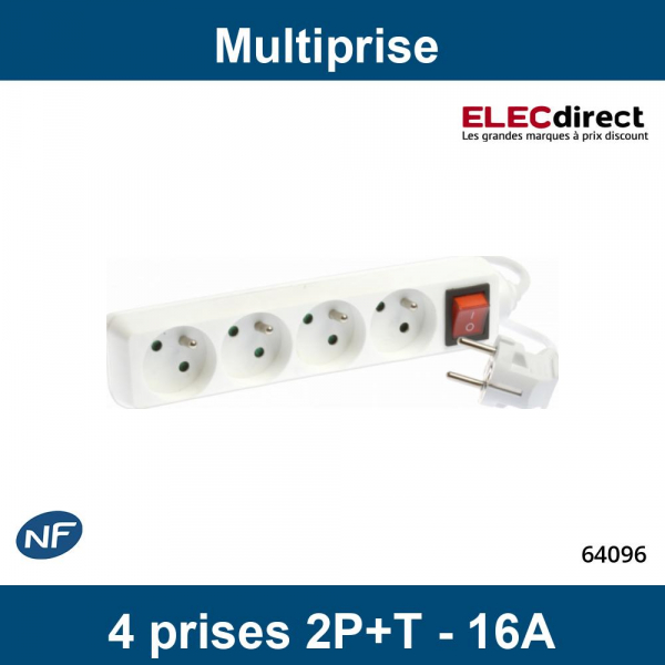 Multiprise Avec Interrupteur, Bloc Multiprise 3 Prises 16A Blanc