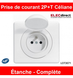Legrand - Prise de courant 2P+T Céliane complète Étanche - IP44 - Blanc -  Réf : LOT3071 - ELECdirect Vente Matériel Électrique