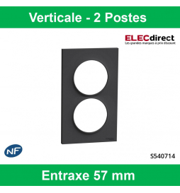 Schneider Odace - Plaque 2 postes entraxe 57 mm - Vertical - ANTHRACITE - Réf : S540714