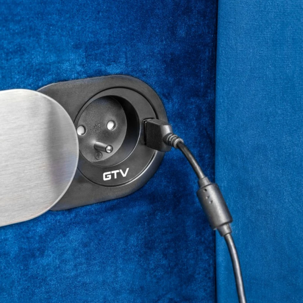 GTV Lighting - Multiprise encastrable SLIDE - 1 x PC 2P+T + 1 x USB Type-A - Ø60mm - Aluminium - Réf.: AE-BPW1S1UCH-51