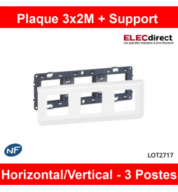 Triple prise de courant Mosaic - 3 x 2P+T - composable - 6 modules - blanc  Réf.099643 - LEGRAND