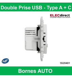 Chargeur Double USB type A+C - 2,4A - Blanc - Schneider Odace