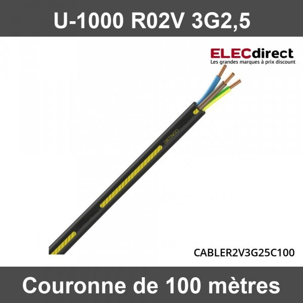 Fil électrique rigide HO7V-U 1,5 mm2 Rouge C100m (Prix au m)