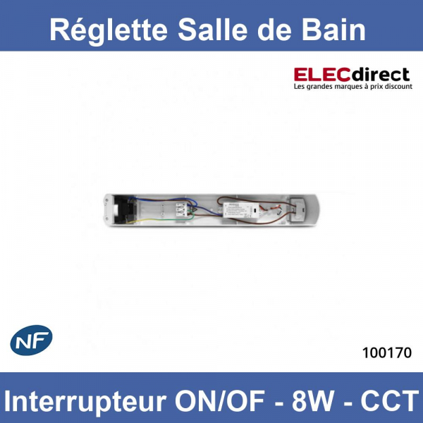 Réglette LED Salle de bain + Interrupteur ON/OFF + Prise - CCT