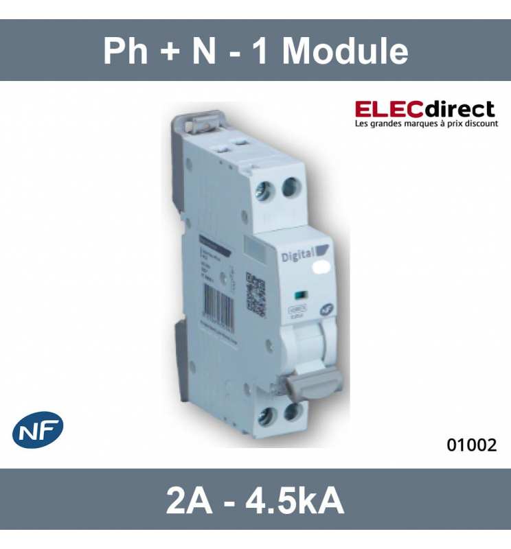 Disjoncteur DPN 10A Ph/N C4,5 kA Digital Electric