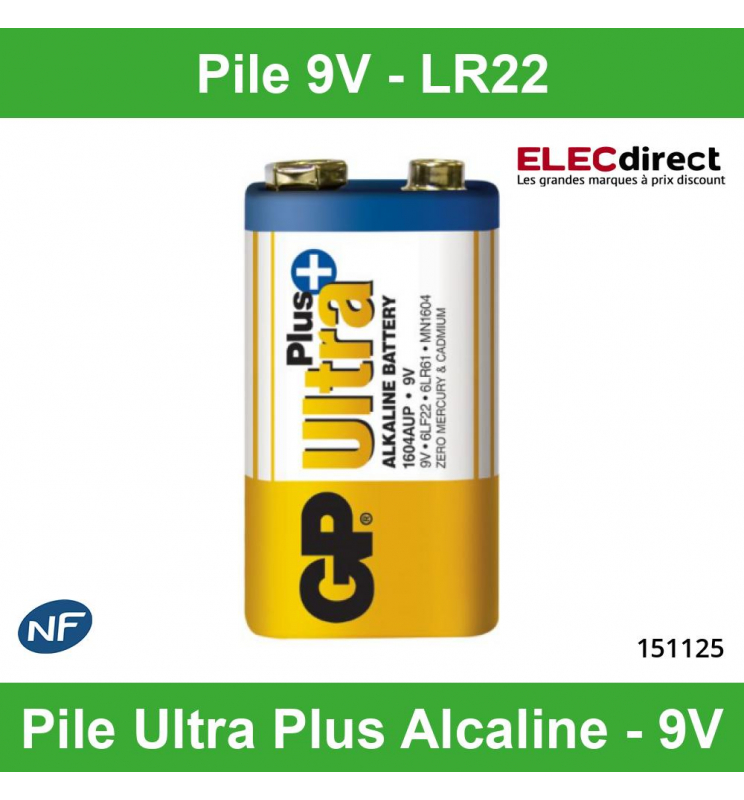 Pile Alcaline Duracell Ultra Power LR22 9V (R22) à prix bas