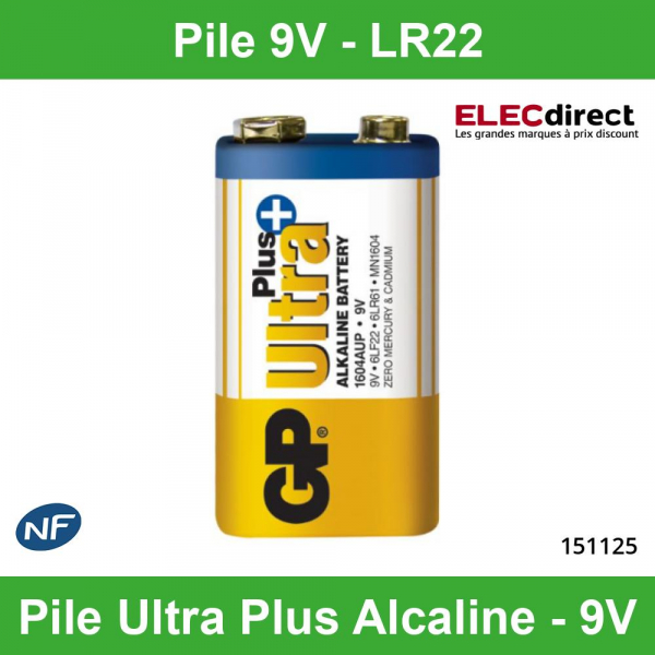 Pile 9V - 6LR61 - LR622 - Alcaline Energizer Ultra + Pile pour clés et  télécommandes de voitures toutes marques