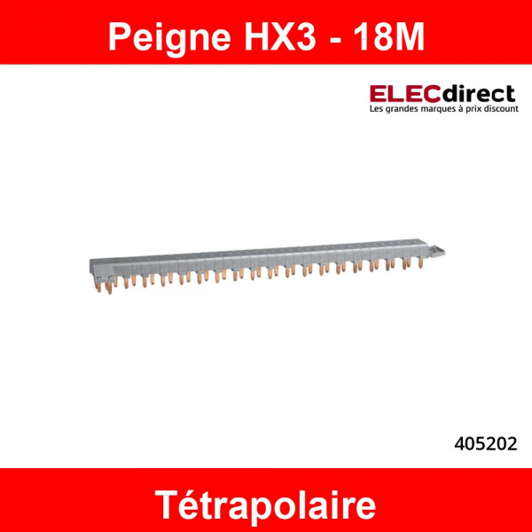 Legrand - Peigne HX3 optimisé tétrapolaire - 12 modules - 405201 -  ELECdirect Vente Matériel Électrique