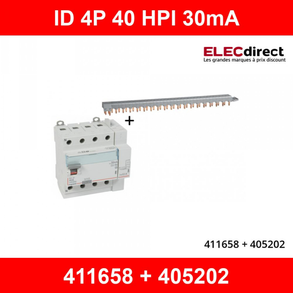 Interrupteur différentiel 30mA 40A type HPI Legrand