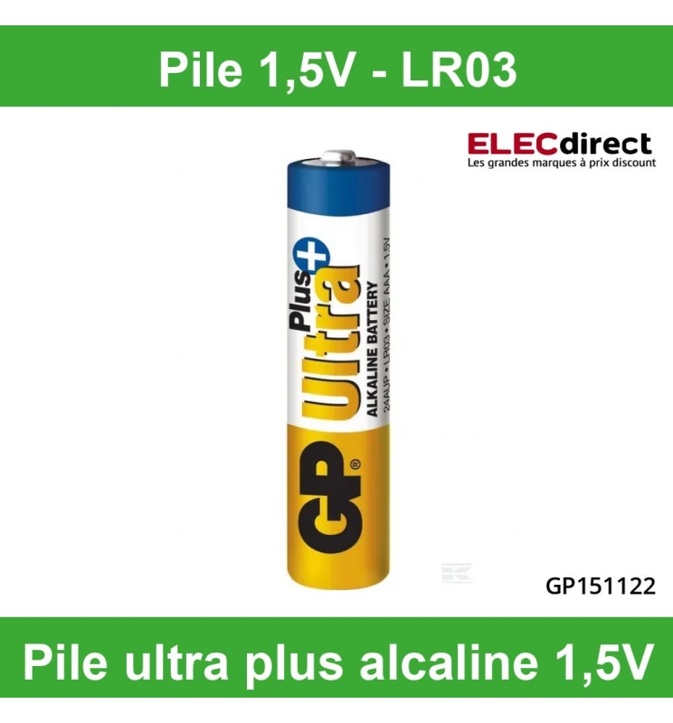GPBM - 4 Piles GP Super Alcaline - LR03 - AAA - 1,5V - Réf : GP151122 -  ELECdirect Vente Matériel Électrique