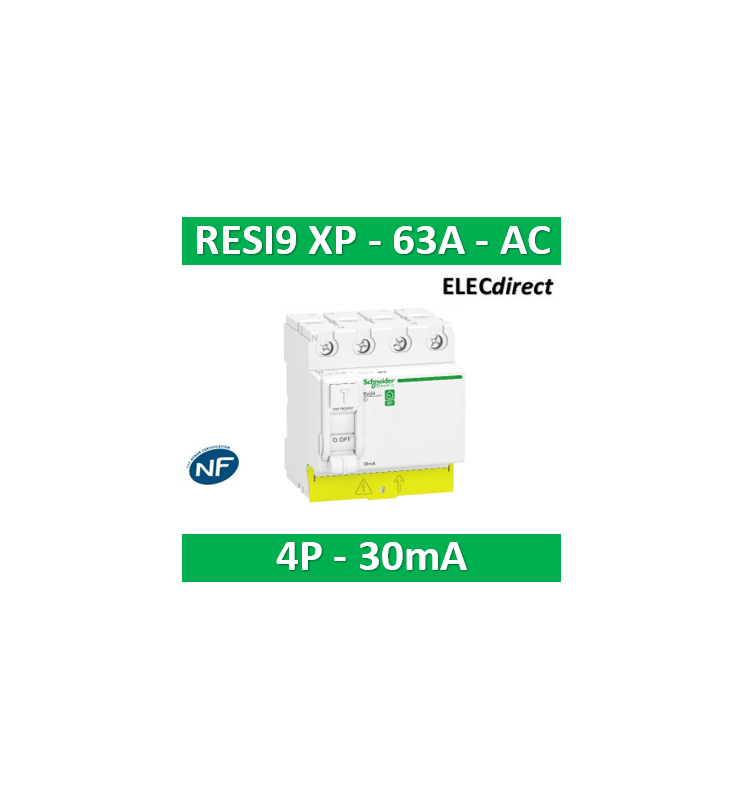 Resi9 - interrupteur différentiel - 4P - 63A - 30mA - Type A