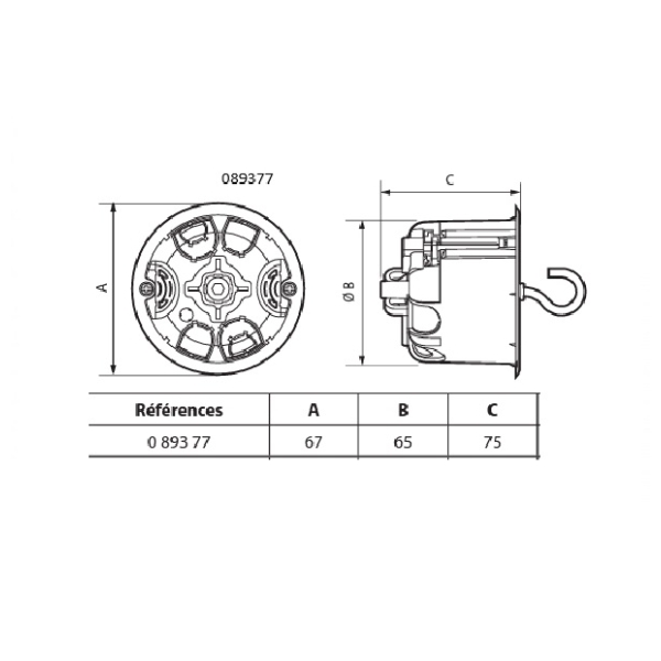 Boite point de centre diamètre 67mm. : 089377