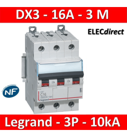 Legrand - Disjoncteur 3P DX3 - 16A - 10kA - courbe C - 407829