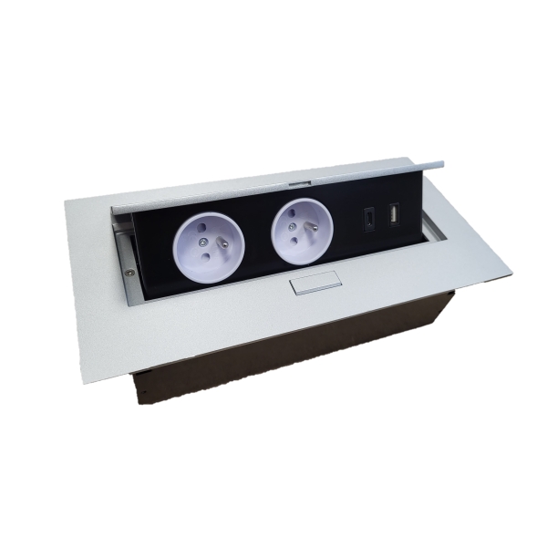 GTV Lighting - Multiprise encastrable rectangulaire - 2 x 2P+T + 1 x USB Type-A et C- Réf : AE-PBU2GU-53N