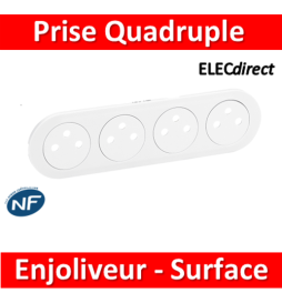 Legrand Céliane - Enjoliveur Prise Quadruple blanc - Surface - 068114