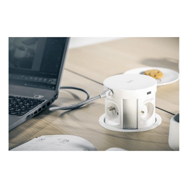 GTV - COMFORT PLUS - 4x230V + 2xUSB + chargeur à induction - blanc - Réf.: AE-BPW4F120P-10